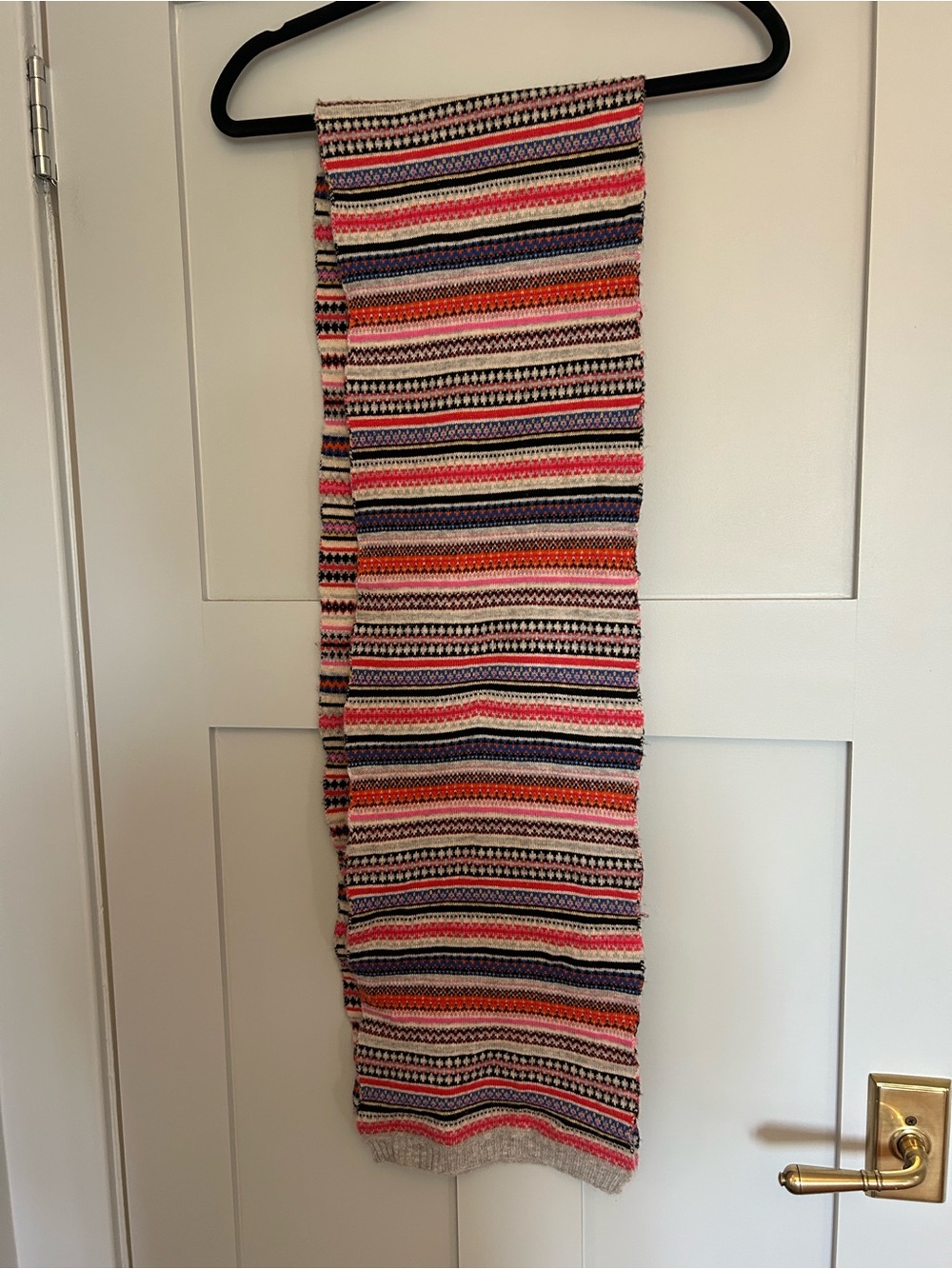 Fair Isle Knit Scarf Cozy Winter Nordic Pink Blue Neutral Boho